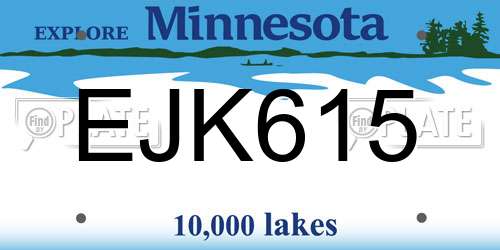 EJK615 Minnesota License Plate