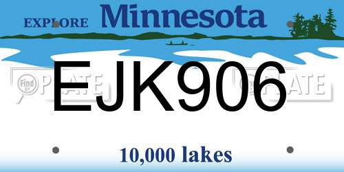 EJK906 Minnesota License Plate