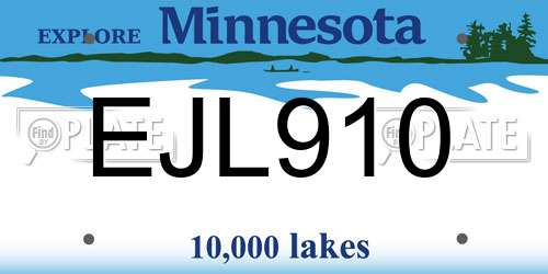 EJL910 Minnesota License Plate