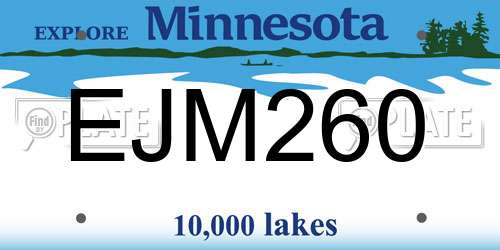 EJM260 Minnesota License Plate