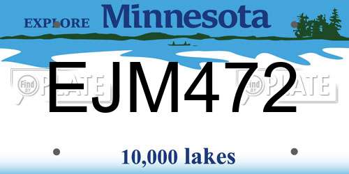 EJM472 Minnesota License Plate