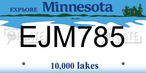 EJM785 Minnesota License Plate
