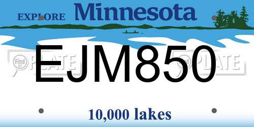 EJM850 Minnesota License Plate