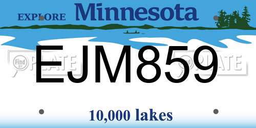 EJM859 Minnesota License Plate