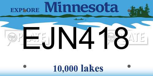 EJN418 Minnesota License Plate