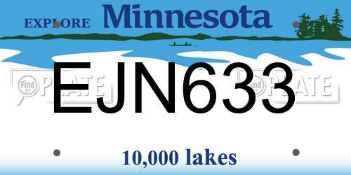 EJN633 Minnesota License Plate