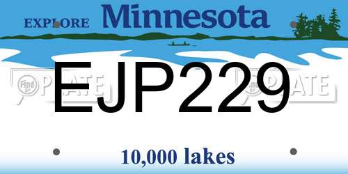 EJP229 Minnesota License Plate