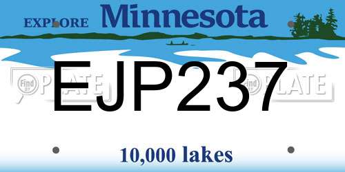 EJP237 Minnesota License Plate