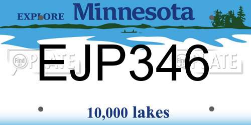 EJP346 Minnesota License Plate