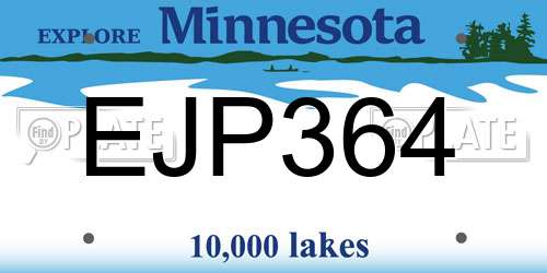 EJP364 Minnesota License Plate