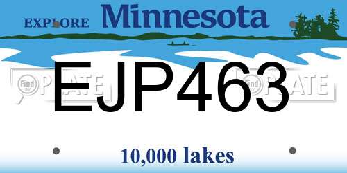 EJP463 Minnesota License Plate