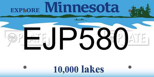 EJP580 Minnesota License Plate