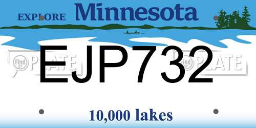 EJP732 Minnesota License Plate