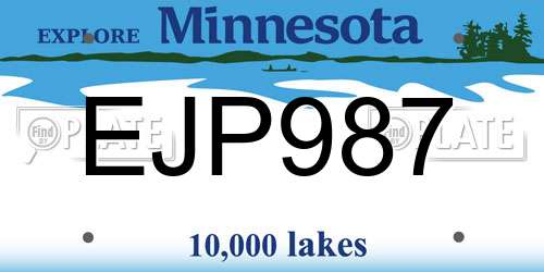 EJP987 Minnesota License Plate