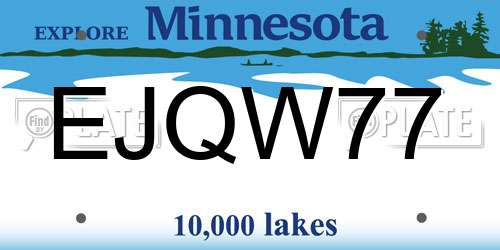 EJQW77 Minnesota License Plate