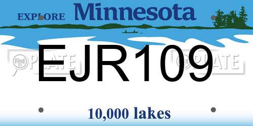 EJR109 Minnesota License Plate