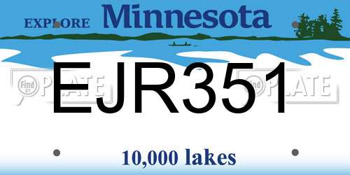 EJR351 Minnesota License Plate