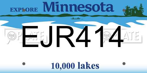 EJR414 Minnesota License Plate