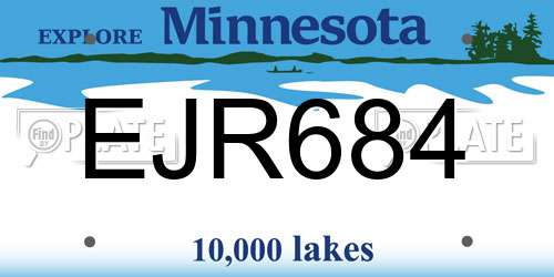 EJR684 Minnesota License Plate