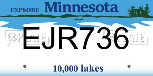 EJR736 Minnesota License Plate