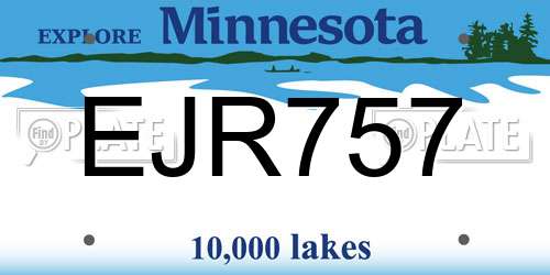 EJR757 Minnesota License Plate