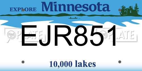 EJR851 Minnesota License Plate