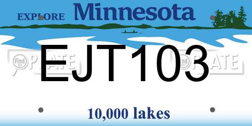 EJT103 Minnesota License Plate
