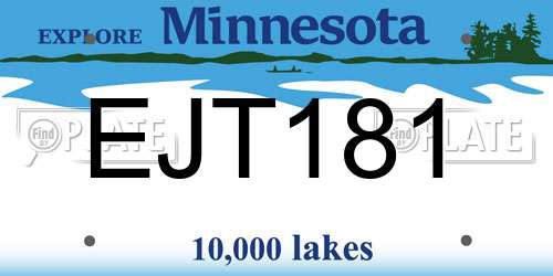 EJT181 Minnesota License Plate