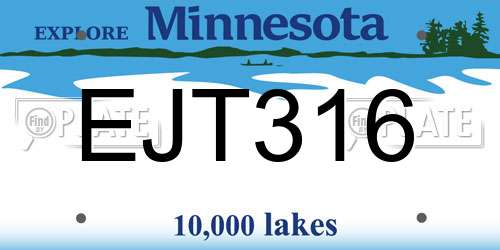 EJT316 Minnesota License Plate