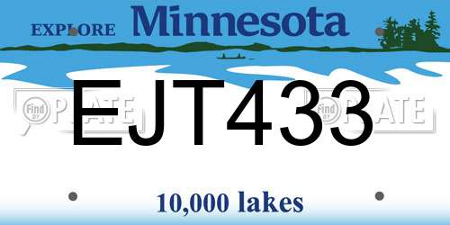 EJT433 Minnesota License Plate