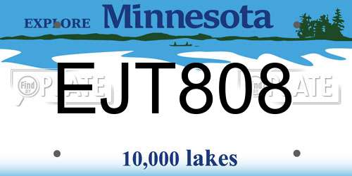 EJT808 Minnesota License Plate