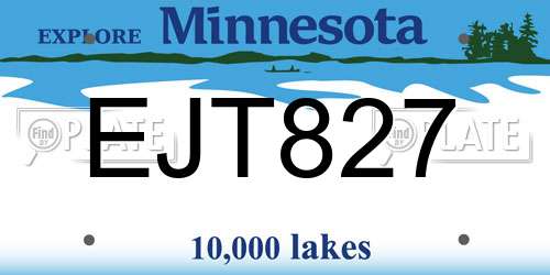 EJT827 Minnesota License Plate
