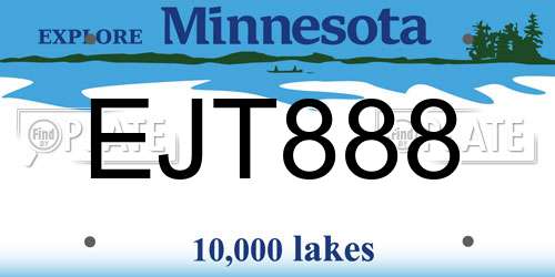 EJT888 Minnesota License Plate