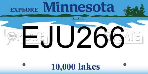 EJU266 Minnesota License Plate