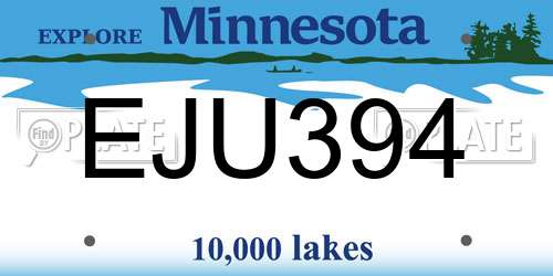 EJU394 Minnesota License Plate
