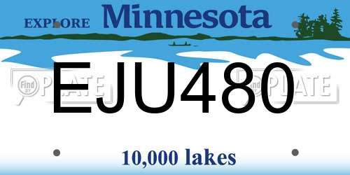EJU480 Minnesota License Plate