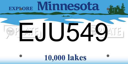 EJU549 Minnesota License Plate