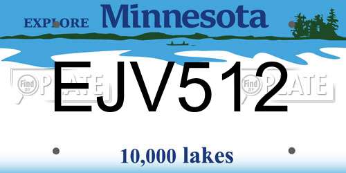 EJV512 Minnesota License Plate