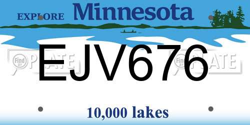 EJV676 Minnesota License Plate