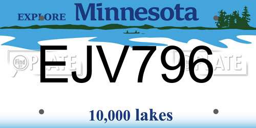 EJV796 Minnesota License Plate