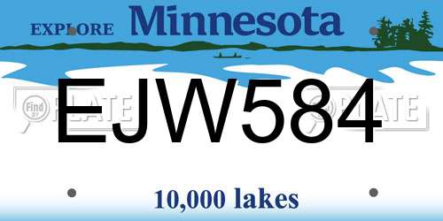 EJW584 Minnesota License Plate