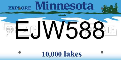 EJW588 Minnesota License Plate