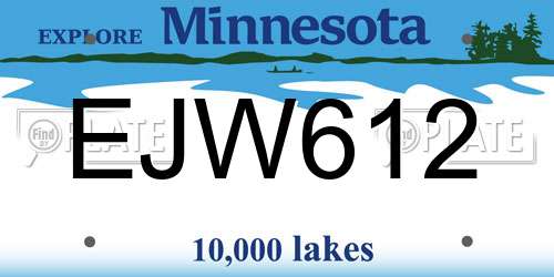 EJW612 Minnesota License Plate