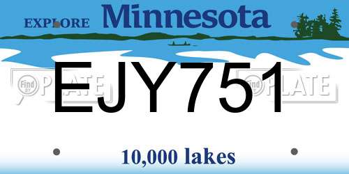 EJY751 Minnesota License Plate