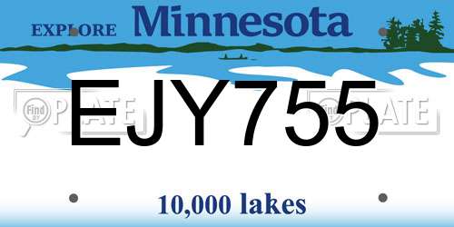 EJY755 Minnesota License Plate