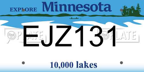EJZ131 Minnesota License Plate
