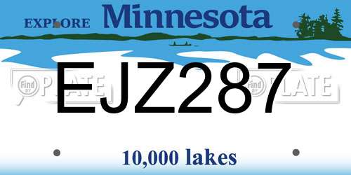 EJZ287 Minnesota License Plate