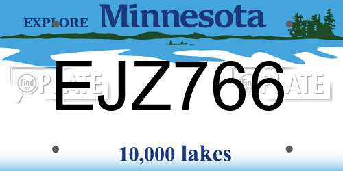 EJZ766 Minnesota License Plate