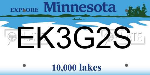 EK3G2S Minnesota License Plate