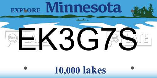EK3G7S Minnesota License Plate
